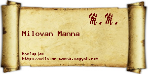 Milovan Manna névjegykártya